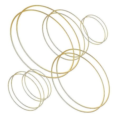 12 stk 6 størrelser gull drømmefanger metallringer blomsterbøyler krans makrame kreasjoner ring for DIY C