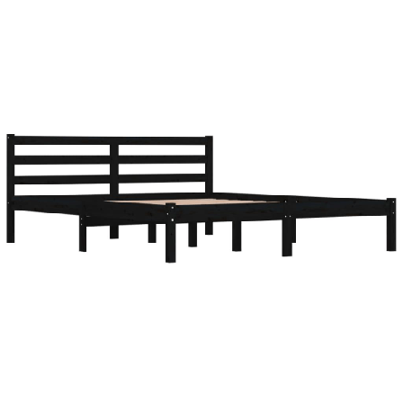 Vidaxl Sängram Massiv Furu 150x200 Cm Svart 5ft Svart
