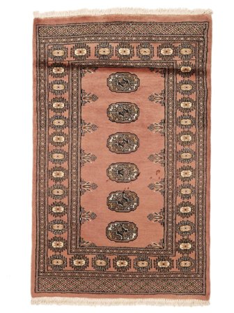 Håndknyttet Pakistan Bokhara 2Ply Teppe 79X126 Brun/Svart