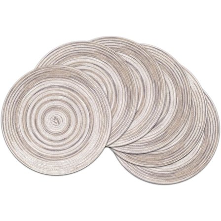 Set med 6 Regnbågsgrå Runda Underlägg, Tvättsbara Värmebeständiga Bordstabletter för Matbord