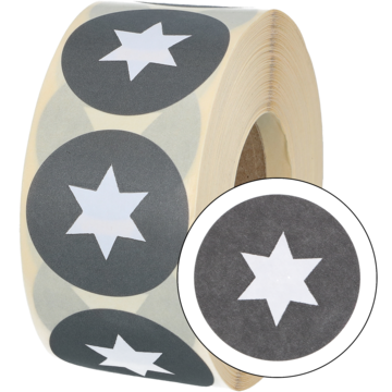 ETIKETT STJERNE GRÅ 40MM
