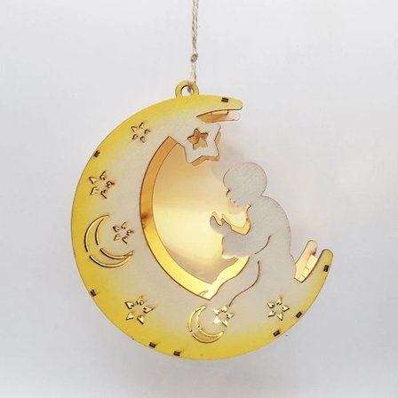 Eid Mubarak Månlampa Hängande Lykta Prydnad Trä C C