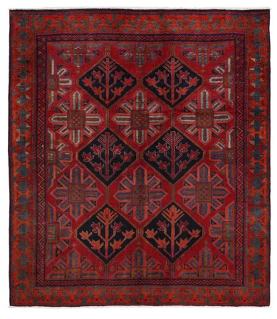 Annodato A Mano Lori Tappeto 170X194 Di Lana Nero/Rosso Scuro