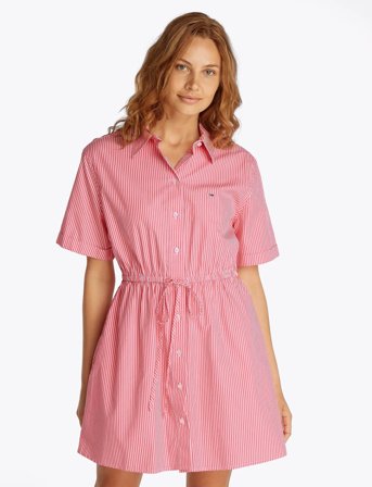 Tommy Jeans Tjw Mini Stripe Shirt Dress - Pink - XXS