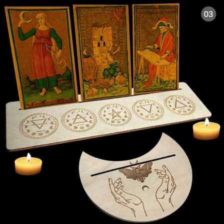 2/4kpl Puinen Tarot-korttiteline noitaennustustyökaluille Displ - Perfet Gold 3