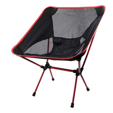 Bærbar Udendørs Sammenklappelig Strandstol Aluminium Legering Ramme Mesh Ryg Camping Fiskestol Rød