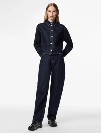 Pieces Pckarla Ls Denim Shirt D2D Fsy Pp - Navy - XS