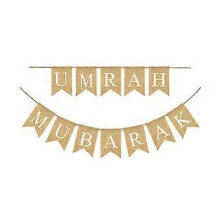 Ramadan Festival Flagg UMRAH MUBARAK Trykking Jute Banner Svalehale Vimpel Festutstyr Bakgrunnsoppsett Rekvisitter