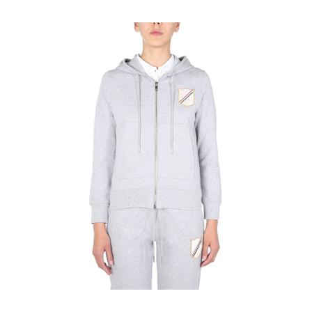 Thom Browne, Sweatshirt With Crest Patch Grijs, Dames, Maat:ONE Size