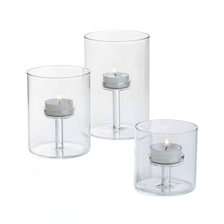 Sæt med 3 glas-telys - klare votive-lysholdere til bryllup, fest, boligindretning i stuen