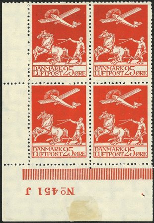 Danmark - Nedre marginal 4-blok AFA 146 - Postfrisk