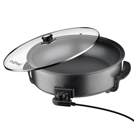 Elektrisk Pizzabagemaskine 42cm 1500W Non-stick med Justerbar Termostat Cheffinger Sort
