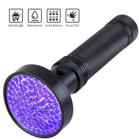 UV-lommelykt med 100 lysdioder - stor