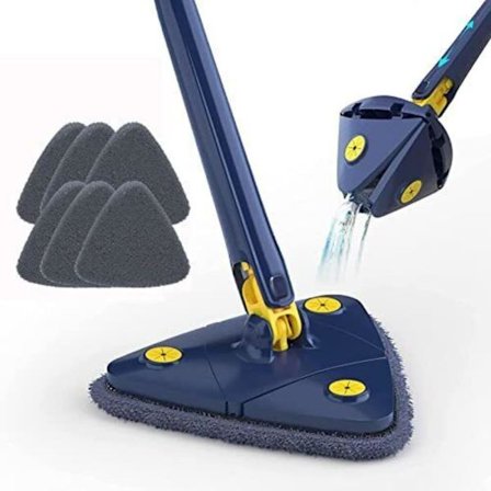 Triangel mopp set, rengöringsmopp 360° roterbar, triangulär justerbar