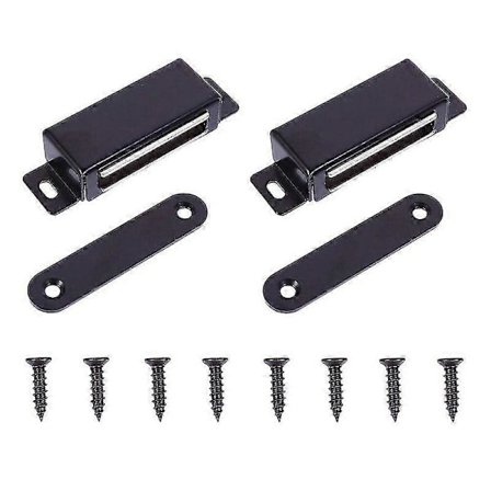 2 stk. Sterk magnetisk dørmagnet i rustfritt stål (svart)