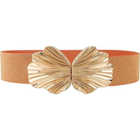 Elastisk midjebelte for kvinner, stretchbelter for skjørt, frakk, bluse, genser (oransje)