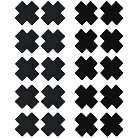 10 kpl kertakäyttöisiä X, Plus-merkki, Risti liimattavia satiinisia nännipastoja tarroja Musta Musta Musta