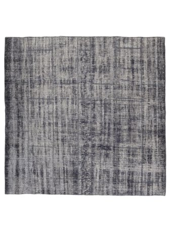 Patchwork Rug 196X196 Square Dark Grey/Black Wool, Turkey