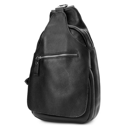 Bolso de hombro de cuero con una sola correa negro para hombres - Bolsos de cuero