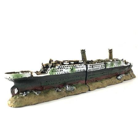 Akvarium Titanic Middelhavsmodell Skipsdekorasjoner Kunstig skipsvrak Hjem Accessration Resin Senket Båt Fisk Levende Ornament