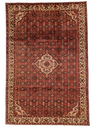 Tapis Hosseinabad 211X309 Rouge Foncé/Noir (Laine, Perse)