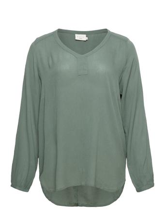 Kcami Ls Blouse Bluse Langærmet Grøn Kaffe Curve