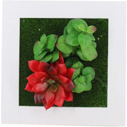 Kunstige Planter Væghæng med Foto Ramme til Have Hjem Kontor Fest Bryllup Dekoration 15 * 15 * 3cm Hvid 1 Stk