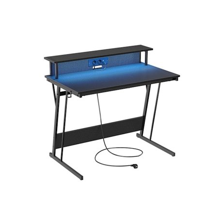 Rootz-tietokonepöytä - Työasema - Työpöytä - Lastulevy ja teräs - 60 cm x 120 cm x 76 cm - Näyttöteline - Ebony Black - 19,6 kg - 100 kg Suurin kuormi