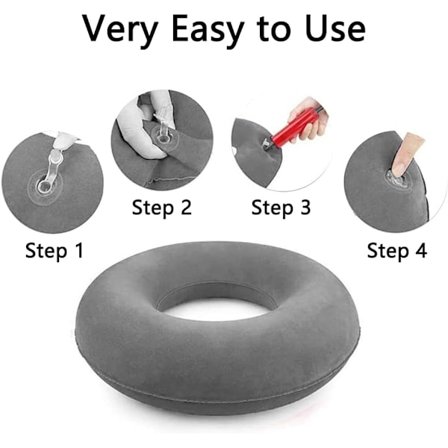 2 stk Donut Sittepute, Oppblåsbar Ring Sittepute, Oppblåsbar