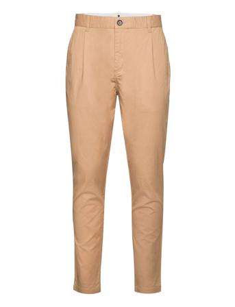 Akjulius Cotton Pleat Pant Chinos Bukser Beige Anerkjendt