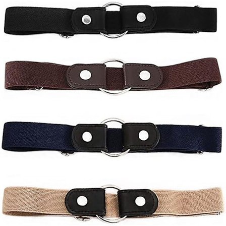 Kvinnors stretchiga bälte utan spänne - 4 stycken osynliga elastiska midjeband för jeansbyxor kjolar - Unisex justerbart snabbspänne - Bälte för