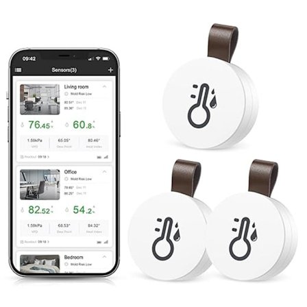 Bluetooth Termometer & Hygrometer med Datalagring / Trådløst termometer og hygrometer med App og Datavisning