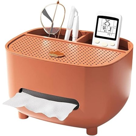 Vävnadslådaöverdrag med förvaring, Servettvävnadslådaöverdrag Multifunktionell Pappersvaror Fjärrkontrollslåda Ansiktsvävnadslåda Fodral Dispenser 