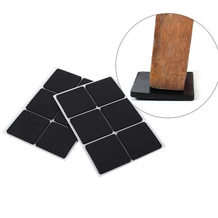 25 stk skridsikre selvklæbende gummifødder puder sorte møbelstol puder beskytter gulvbeskyttere (firkantede)