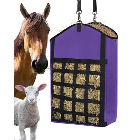 Hästmatare, höpåse för hästar, långsammatare för getter, får och åsnor, 600D Oxford-höpåse med framsida nät, lätt att fylla och hänga