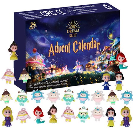 Prinsessa Julkalender 2025 Dockor, Tecknad Docka Julnedräkning, 24 Dagars Nedräkningskalendrar för Barn Presenter till Flicka Småbarn Barn