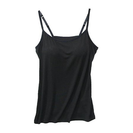 Womens Vest Tank Top With Built-in Bra Spaghetti Strap Padded Camisole Tanks