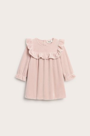 Kappahl | Sukienka z weluru, z falbanami | Różowy