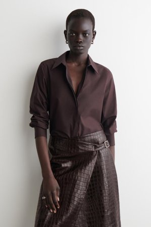 COS Femme Chemise Habillée En Coton in Rouge