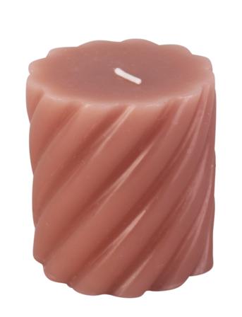 Pillar Candle Swirl Small 37H Home Decoration Candles Block Candles Rosa Present Time