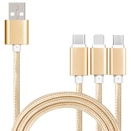 3-i-1 USB-høj telefonopladningskabel mobiltelefon multistik