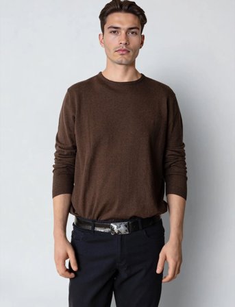 Clean Cut Copenhagen Claude Crewneck Knit - Brown - XXL