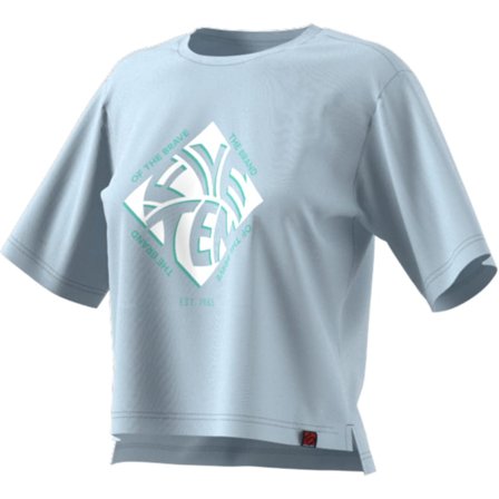 Adidas Women's 5.10 Cropped GFX Tee Women Short sleeved fitness sweater Blue XL