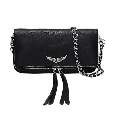 Damväska Läder Messenger Bag Dam Axelväska Med Dragkedja Vinge Strass