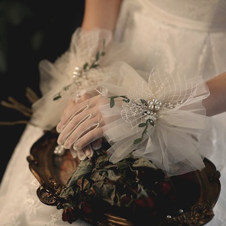 Pitsihanskat Morsian Morsian Kukka Lyhyt Elegantti Courtesy Hanskat