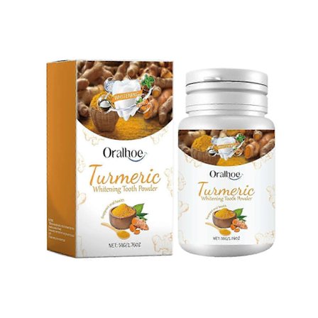 Huanbai Naturligt Gurkmeja Tandpulver - Skonsam Whitening & Frisk Andedräkt Formula med Pepparmynta & Hydroxyapatit - Säker Daglig Fläckborttagare för