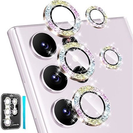 Samsung Galaxy S24 Plus -kameran linssin suoja, kiiltävä HD-karkaistu lasi alumiiniseosrenkaalla, takakameran peitekalvo