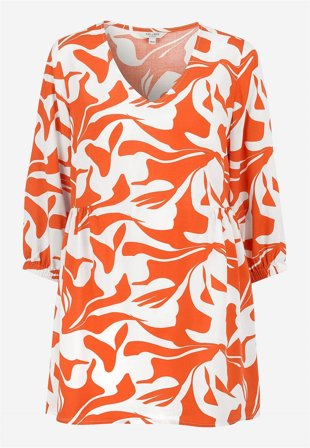 Cellbes of Sweden - Tunika med 3/4 erme i oransje / mønstret for damer i størrelse 34/36