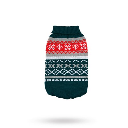 Urban Pup - Green Fair Isle Vintage - Stickad Hundtröja- Julkläder till hund