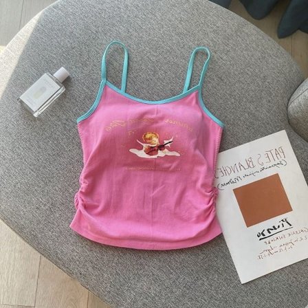 Tecknad söt linne Print Y2k linne ROSA